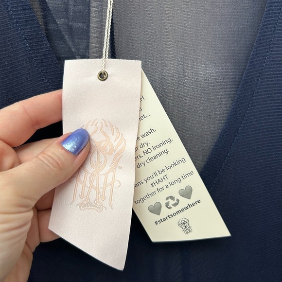 We are HAH Mama C Dress Night Navy Lace Sheer Panel Maxi Dress Small (oversized) - Picture 6 of 11